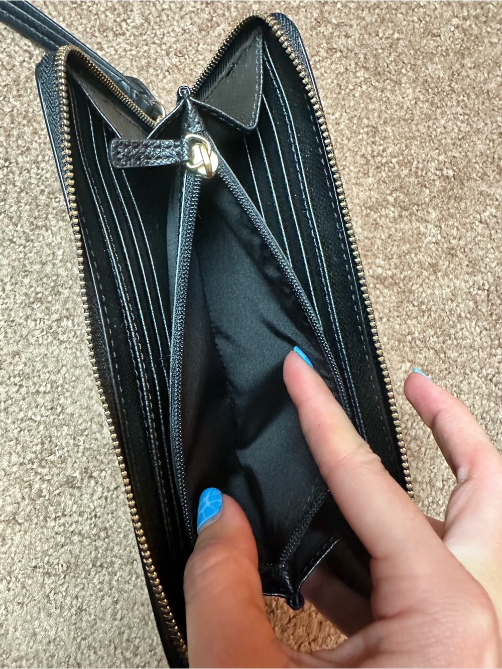 Coach Black Leather Zip Around Wallet with Wristlet - Picture 10 of 10